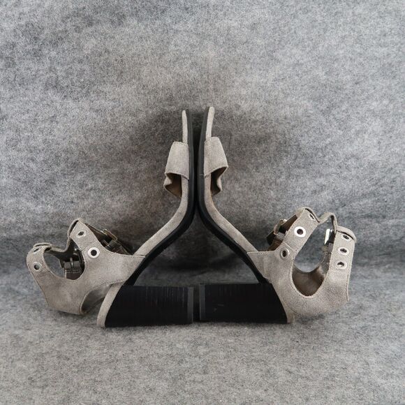 Sam Edelman Shoes Womens 6.5 Heeled Sandals Ankle Straps Leather Block Heel Grey - Picture 10 of 15